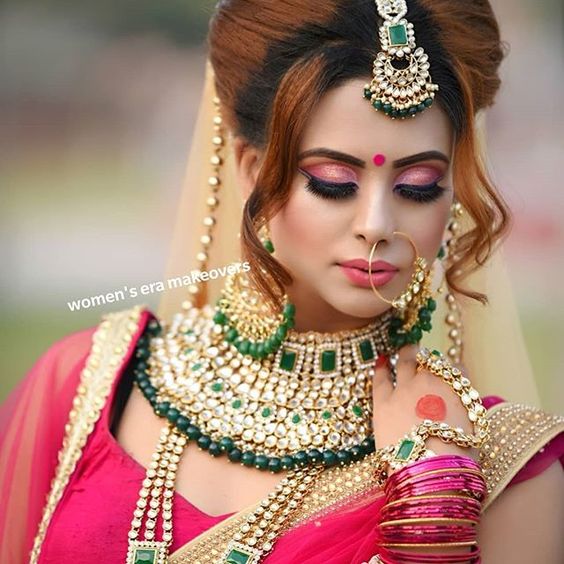 Pink colored eye makeup